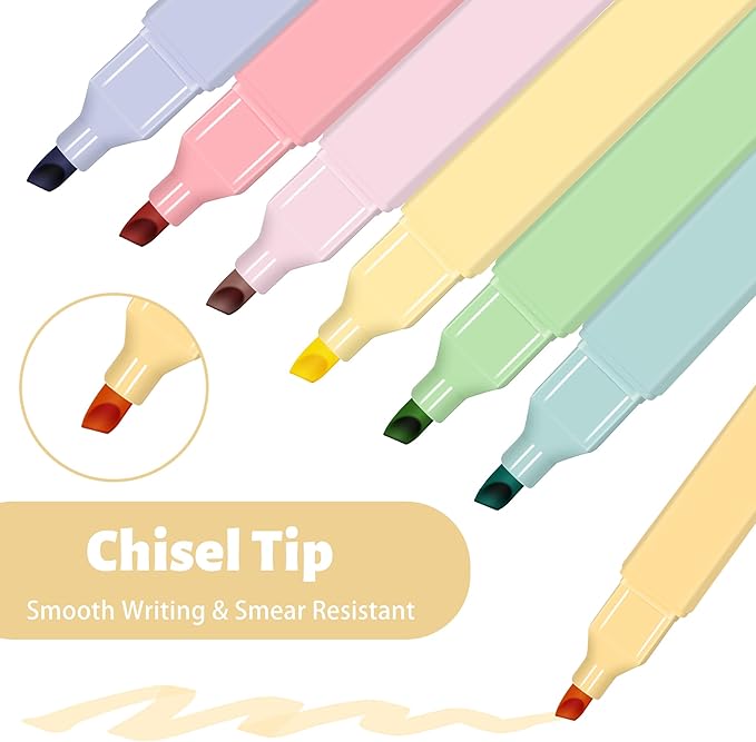 Highlighters,20Pcs Highlighters Assorted Colors,Chisel Tip Bible Pens,Pastel Markers for Journaling Planner Notes Graduation Gifts-DeskLoop Office