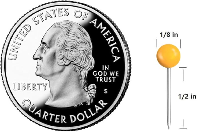 Map Tacks 1/8-Inch Assorted Color Beads Head Map Marking Push Pins,500-count (Yellow)-DeskLoop Office