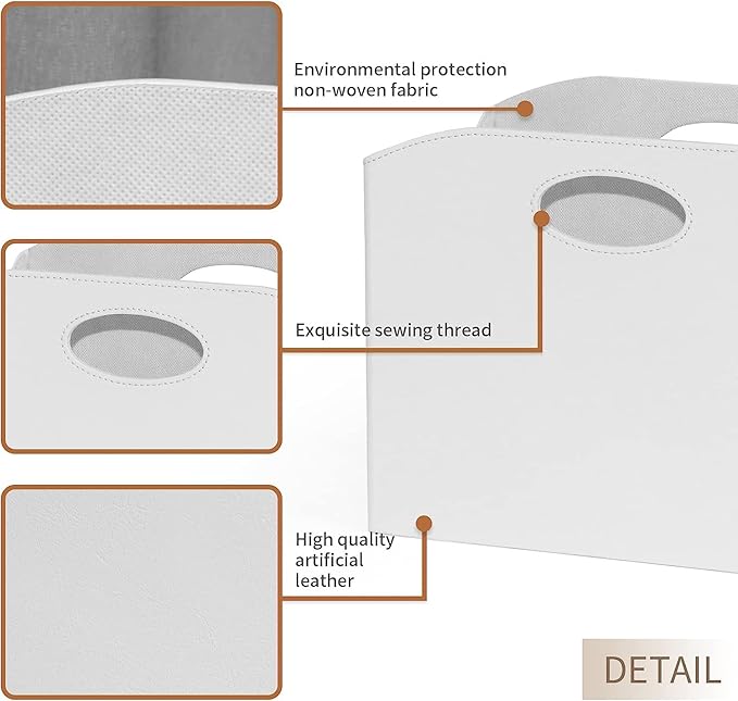 EZDeco Magazine Holder Foldable Magazine Rack Floor PU Leather File Holder Newspaper Book Storage Basket Document File Folder Organizer for Office Home (White-2)-DeskLoop Office