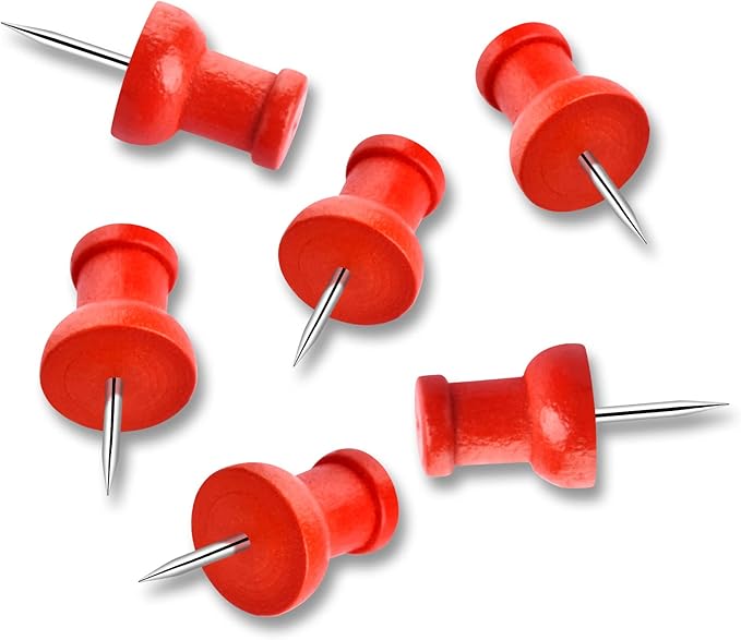 40Pcs Wood Push Pins, Decorative Thumb Tacks, Wooden Pins and Tacks, Cork Board Thumbtacks, Cute Thumbtack for Wall and Bulletin Board, Map Pins-DeskLoop Office