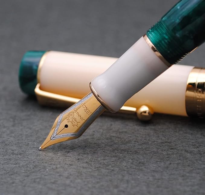 JINHAO 100 Fountain Pen with Ink Converter (Medium Nib 0.7mm, Deep Sea Green-A)-DeskLoop Office