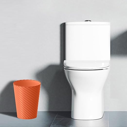 Bathroom Trash Can, 3 Pack 1.8 Gallons Small Trash Can with Trash Bags, Bathroom Garbage Can, Plastic Trash Bin, Round Waste Basket for Bedroom, Office, Kitchen, Compact Space (Orange)-DeskLoop Office