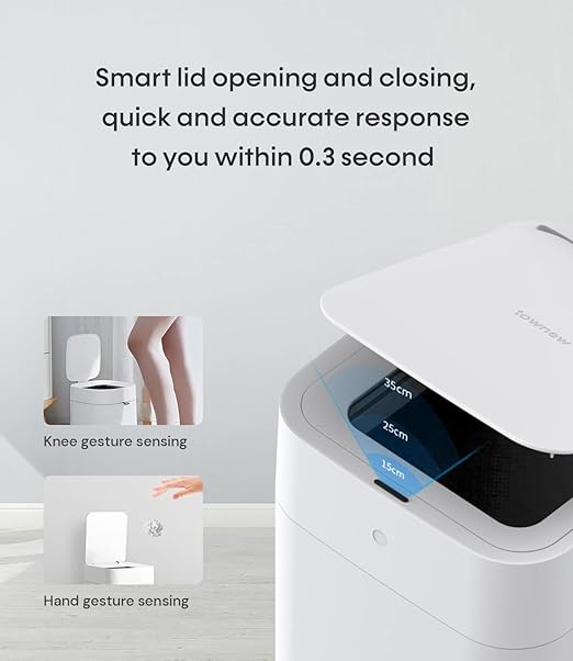 TOWNEW T1S 4.1 Gallon Automatic Self-Sealing and Self-Changing, Motion Sense Activated Trash Can, 2024 Upgrade Smart Garbage Can with Lid for Kitchen Bathroom Office, White-DeskLoop Office