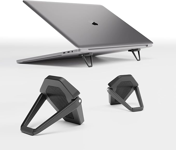 Laptop Stand for Desk, Portable Anti-Slip Keyboard Riser, Zinc Alloy Keyboard Stands, Computer Stand Compatible with MacBook Air/Pro, 10-15.6 Inches Laptops and Keyboards (Black)-DeskLoop Office