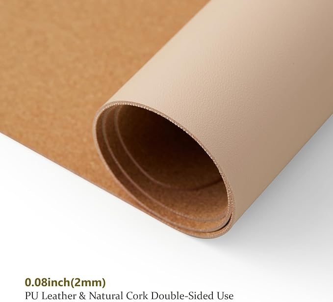 Cork Apricot Desk Mat - Dual-Sided Desk Pad for Office and Home - Desk Organization and Accessories - Ideal for Large Mouse Pad and Desk Mats on Top of Desks(23.6"x 11.8")-DeskLoop Office