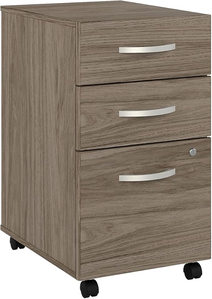 Bush Business Furniture Studio C 3 Drawer Mobile File Cabinet in Modern Hickory - Assembled, Rolling Document Storage for Home or Professional Office-DeskLoop Office