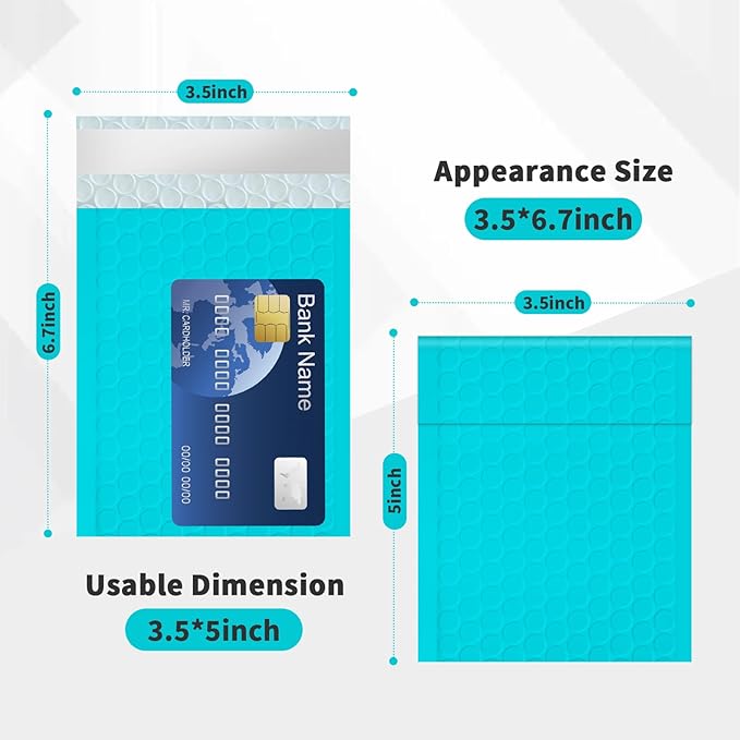 Bubble Mailers 3.5x5 inch 40Pack Teal Bubble Mailers Self-Seal Padded Mailing Envelopes Bubble Opaque Padded Mailer for Small Businesses to Package and Mail Jewelry Cosmetics#0000-DeskLoop Office