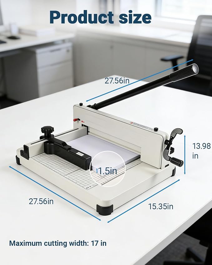 12-Inch Heavy Duty Guillotine Paper Cutter—Cuts 400 Sheets A4 Paper | Solid - Image 7