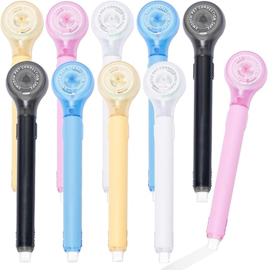 10 PCS Correction Tape Pens White-Out Applicator with Protective Cover, Smooth Ink Tape, Aesthetic Pen Design for School & Office Supplies (Pull-Out)-DeskLoop Office