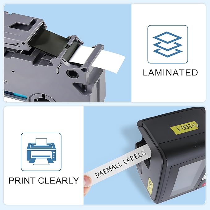 TZe TZ Tape 12mm 0.47 Laminated White Replacement for Brother P Touch TZe-231 TZC-231 P Touch Label Tape Refill Work for Brother P-Touch Label Maker PT-D210 PT-D220 PT-H110 PT-D600 PT-D400, 8m 26.2ft-DeskLoop Office