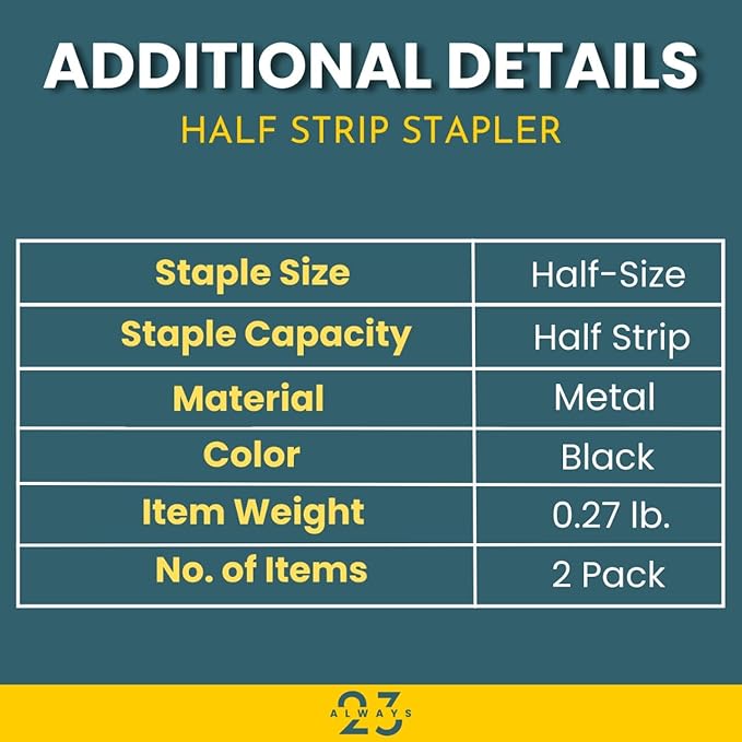 Always23 Stapler, Stapler for Classroom, 20-Sheet Capacity, Staplers, 2 Pack Black.-DeskLoop Office