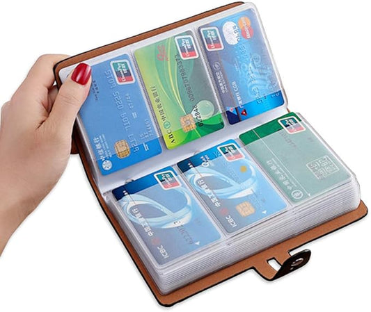 RFID Credit Card Holder, Leather Business Card Organizer with 96 Card Slots, Credit Card Protector for Managing Your Different Cards and Important Documents to Prevent Loss or Damage (Black)-DeskLoop Office