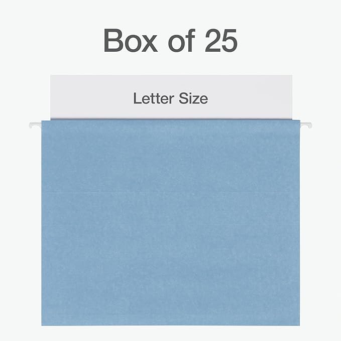 Pendaflex Hanging File Folders, Letter Size, Assorted Colors for Home, Office Filing Cabinet, 1/5-Cut Adjustable Tabs, 25 Per Box (81698)-DeskLoop Office