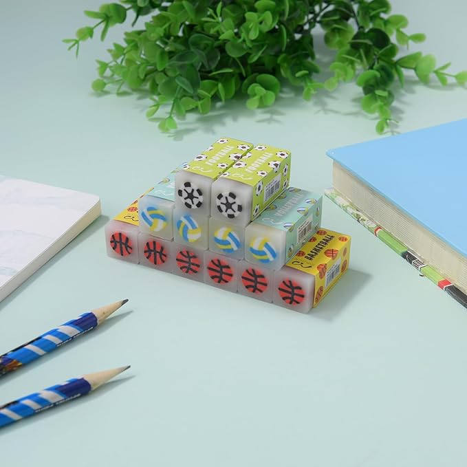 18 Pack Kawaii Ball Erasers for Kids, Colorful Jelly Erasers for School Supplies and Art Projects-DeskLoop Office