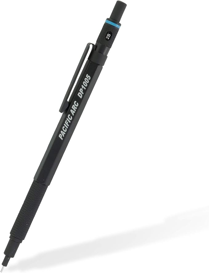 Pacific Arc Chromagraph Metal Mechanical Pencil .5 mm Black Barrel Mechanical Pencil with Built In Lead Pencil Grade Indicator, Lead Pencil Holder for Drafting, Sketching, and Drawing-DeskLoop Office