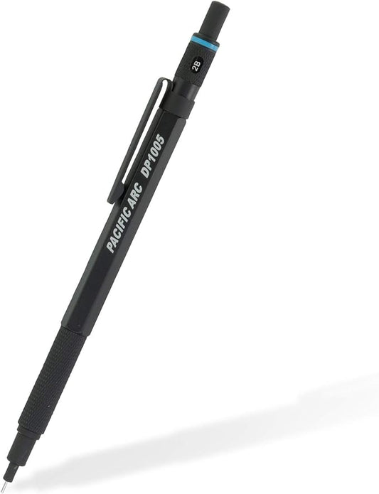 Pacific Arc Chromagraph Metal Mechanical Pencil .5 mm Black Barrel Mechanical Pencil with Built In Lead Pencil Grade Indicator, Lead Pencil Holder for Drafting, Sketching, and Drawing-DeskLoop Office