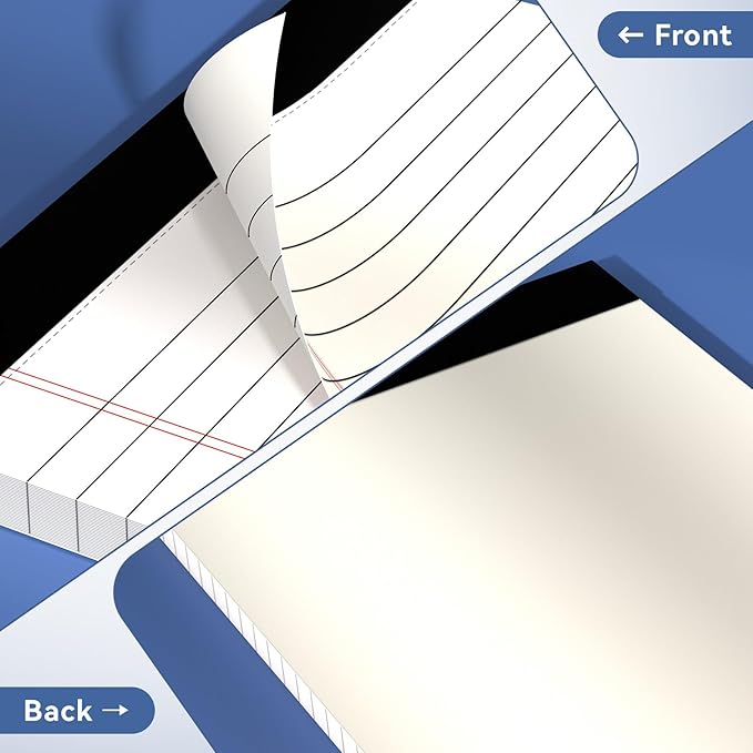 10 Pack of Legal Pad Writing Pads 5" x 8" Notepad 80gsm Recycled Paper Small Legal Pads 25 Lines Note Pads Perforated Legal Pads 30 Sheets Double-Sided Printing Legal Pads for School, College, Office-DeskLoop Office