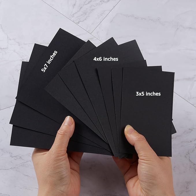 50 Sheets Blank Cardstock Paper 250 GSM Thick Heavy Cards Stock for DIY Art Projects, Card Making, Postcards, Greeting Cards, Birthday Party, Wedding Invitation (Black, 5x7 inches)-DeskLoop Office