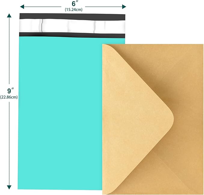 120PC Poly Mailers 6x9 Inch Teal Mailing Envelopes Bags Shipping Bags with Self Adhesive Waterproof and Tear-Proof Postal Bags-DeskLoop Office