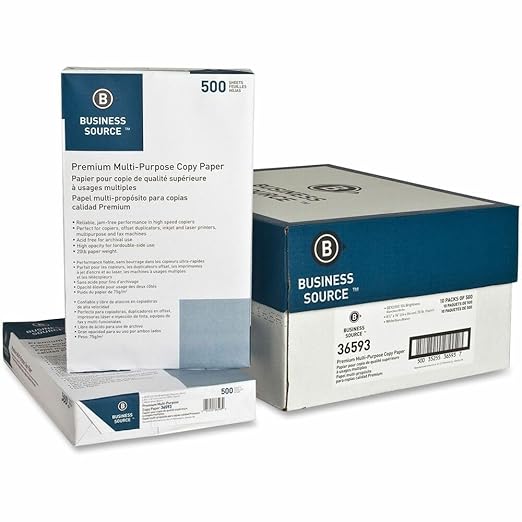 Business Source Premium Multi-Purpose Copy Paper, 11" x 17", 92 Brightness, 20 lb, 10 Reams (5000 Sheets)-DeskLoop Office