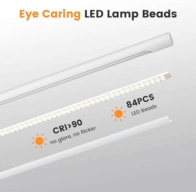 White LED Desk Lamp - Foldable Industrial Desk Light for Home Office, 15W Dimmable Table Lamp for Reading with Base, 4 Color Temps, 16" Eye Caring Metal Desktop Task Lamp for College Dorm Study-DeskLoop Office