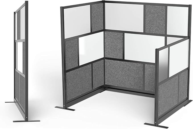Workflow Modular Wall | Room Divider with Whiteboard, Sound-Dampening, & Frosted Acrylic Panels | Expandable Office Partition for Privacy & Productivity (53" x 48")
