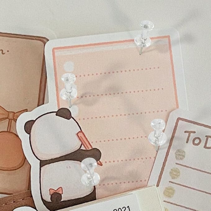 100 Pack Push Pins Tacks, Clear Plastic Head, Steel Point,Thumb Tacks for Bulletin Board,Stick Pins Thumb Tacks for Cork Board Wall Hangings (100, Clear)-DeskLoop Office