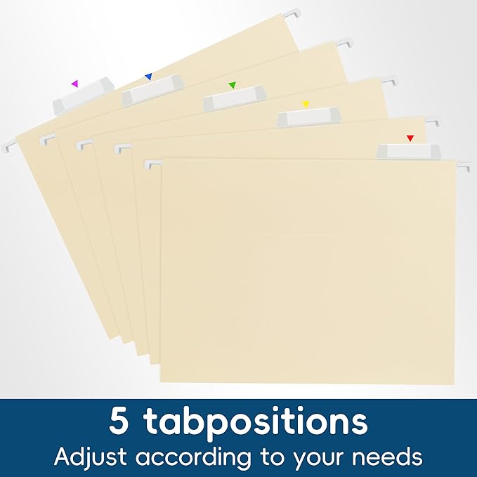 Hanging File Folders, 25 Pack Letter Size File Folders with 1/5-cut Tabs, Office Essentials for Filing Cabinet & Desk Storage-DeskLoop Office