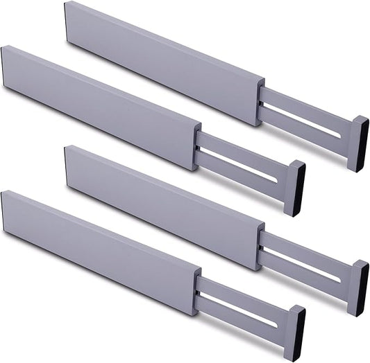 Utoplike Bamboo Drawer Dividers Large, Gray Kitchen Drawer Organizers Adjustable, Spring Loaded, Works in Dresser, Bathroom, Bedroom, Desk, 4 pcs, 2.4" H-DeskLoop Office