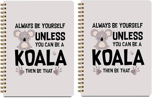 2 Pcs Koala Spiral Notebooks for Work, A5(8.3x5.8inch) Composition Notebook College Ruled Note Book, Cute Diary Hardcover Notepads Lined Travel Journal for Writing, Koala Lovers Gifts for Women-DeskLoop Office