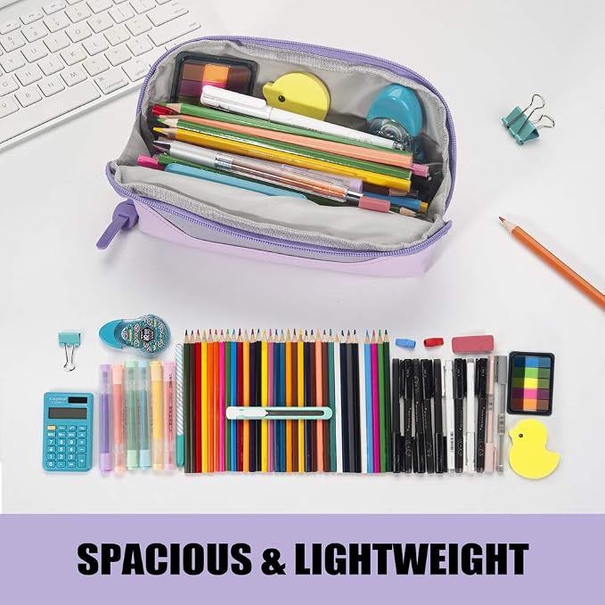 Sooez Wide-Opening Pencil Pen Case, Lightweight & Spacious Pencil Pouch Zipper - Image 3
