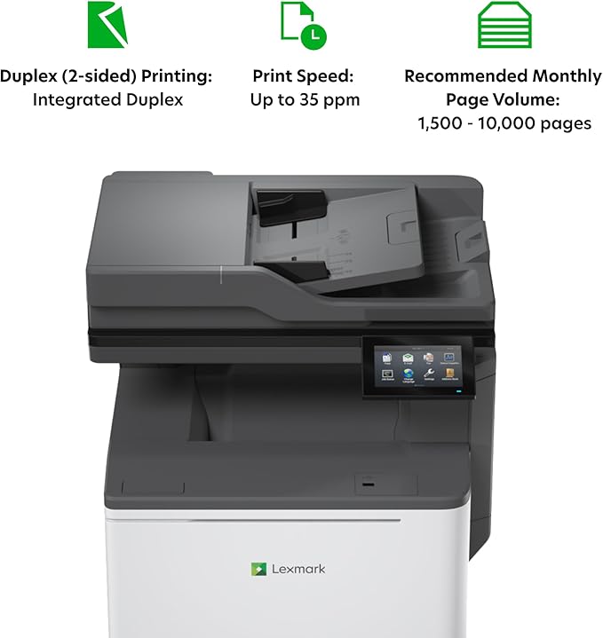 LexmarkCX532adwe MFP Color Laser Printer with Touch Screen, Laser Printer Technology, USB connectivity, and Color Output.(50M7040)-DeskLoop Office