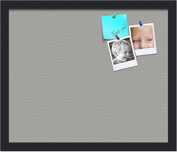 PinPix 18x15 Inch Cork Bulletin Board. This Decorative Framed Pin Board Comes with Dark Stone Design and a Satin Black Frame. Ideal for Home Office Decor or Message Board (PinPix-1808)-DeskLoop Office