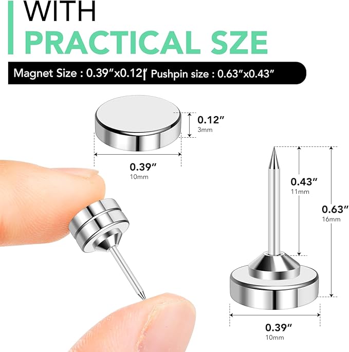 E BAVITE Magnetic Push Pins, 80 Sets Magnet Thumbtack for Wall Bulletin Board Strong Decorative Pushpins Clip for Map Picture Hanging Kit Poster Holder-DeskLoop Office