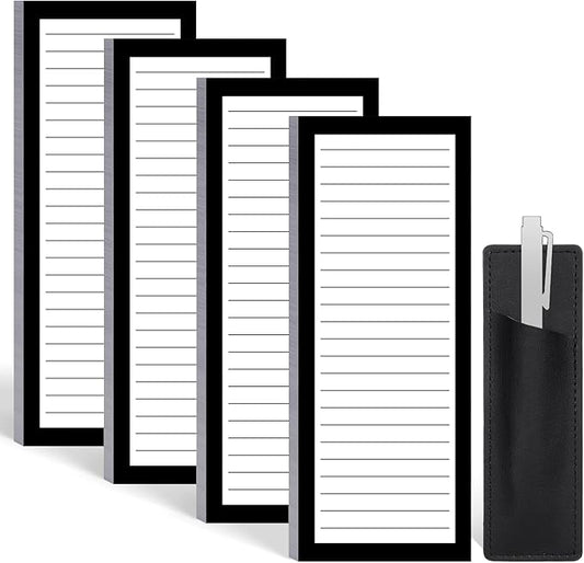 4 Pack Magnetic Note Pad for Fridge with Pen Holder, Totally 200 Sheets Magnetic To Do List, Shopping List, Grocery List, Memo Pads for Refrigerator(Black Border)-DeskLoop Office