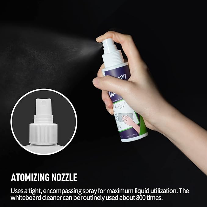 loukin Non-Toxic Whiteboard Cleaner, 3.4 fl oz Dry Erase Board Cleaner, Low-Odor White board Cleaning Spray, Removes Stubborn Marks from Whiteboards-DeskLoop Office
