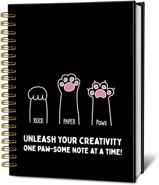 Funny Cat Paws Notebook, Cats Lover Gifts Notebooks for Note Taking, Cats Mom Lady Gifts for Women Journal, Cute Kitten Journals for Writing, Cat Office Supplies, 5.5x8.3 Inch-DeskLoop Office
