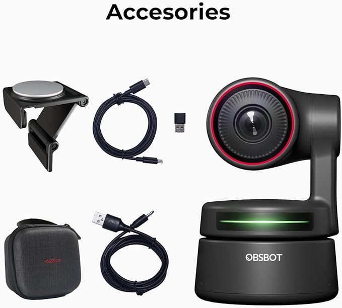 OBSBOT Tiny PTZ 4K Webcam, AI Powered Framing & Autofocus, 4K Video Conference Camera with Dual Omni-Directional Microphones, Auto tracking with 2 axis gimbal,HDR,60 FPS,Low-Light Correction,Streaming-DeskLoop Office