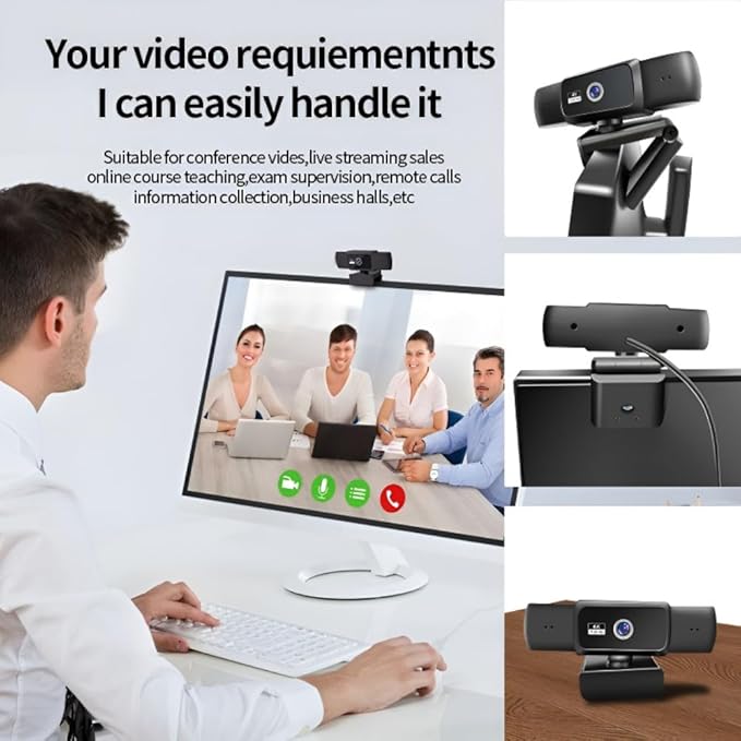Hprosper 2K/5M Webcam with PC/Laptop/Mac, Computer Camera with Low-Light Correction/Beauty, AI Noise-Canceling Microphone, Adjustable Field of View, Built-in Privacy Shutter, Ideal for Meetings-DeskLoop Office