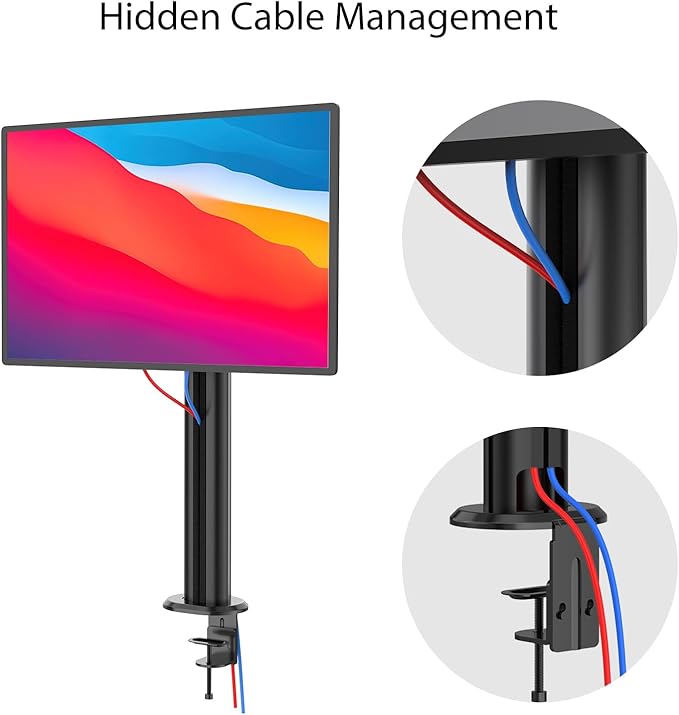 BEWISER Dual Monitor Stand Desk Mount- Vertical Heavy Duty Monitor Riser Fits Two 17 to 49 Inch Screen with Swivel, Tilt, Height Adjustable,weight capacity up to 33 lbs,BL200-B-DeskLoop Office