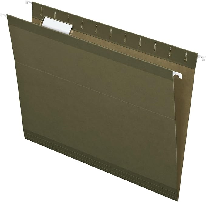 Pendaflex Hanging File Folders Letter Size - 100 Pack - 1/5 Cut Adjustable Tabs - Green Bulk File Folders with Tabs 8.5 X 11 Inches-DeskLoop Office