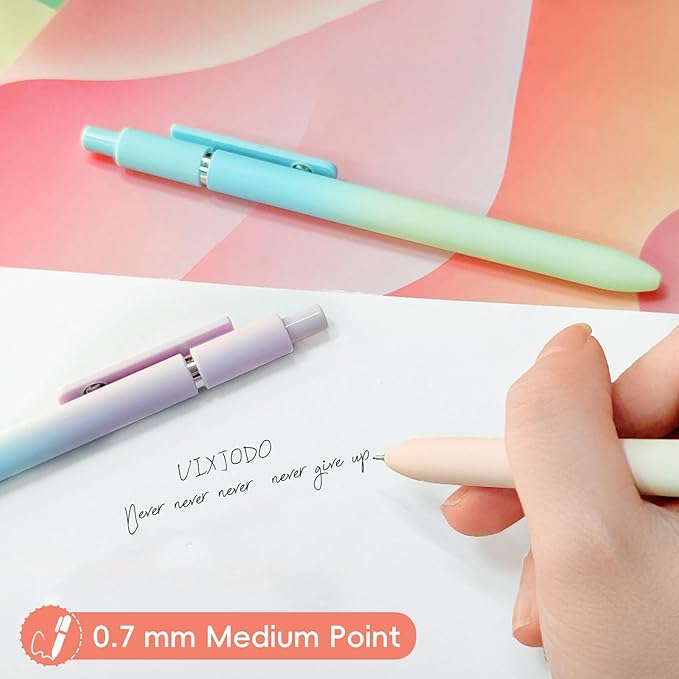 Gel Pens, 5 Pcs Black Ink Pens for Women, 0.7mm Medium Point Smooth Writing Pens with Silicone Grip, High-End Series Metal Clip Retractable Pens for Journaling Note Taking (5 Pcs Pastel)-DeskLoop Office