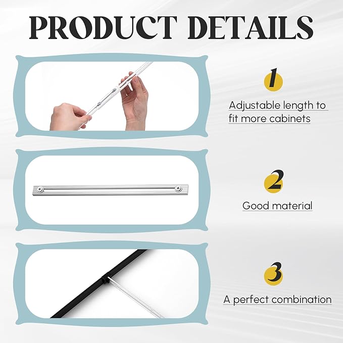 12 Pcs Metal Adjustable File Cabinet Rails Set Include 8 Hanging File Rail Clips 4 Cabinet Dividers Bars Suitable for Cabinets with Drawer Thickness Less Than 1/8 Inch(Silver,10-18 Inch)-DeskLoop Office