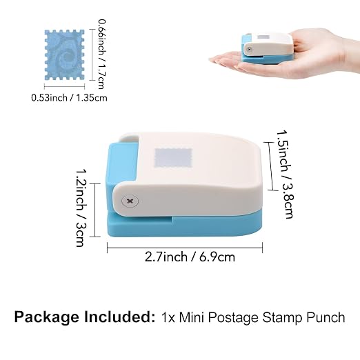 2 Pcs Stamp Punch, 1x0.8inch & Mini 0.6x0.5inch Rectangle Postage Stamps Shaped - Image 8