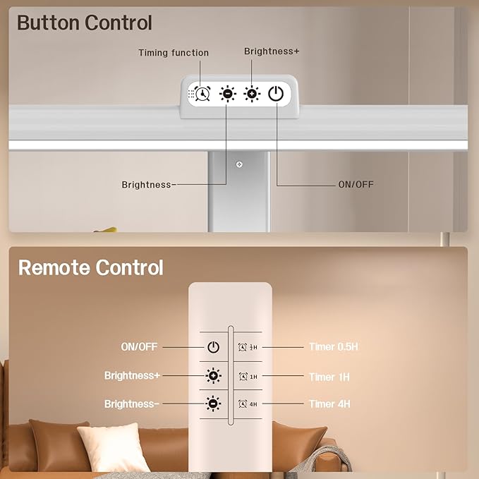 LED Desk Lamp for Home Office, Double Head Desk Lamp,24W Dimmable Desk Light 5 Color 5 Brightness Levels Office Lamp, Adjustable Gooseneck Office Light Eye Protection (White-Large Desk lamp)-DeskLoop Office