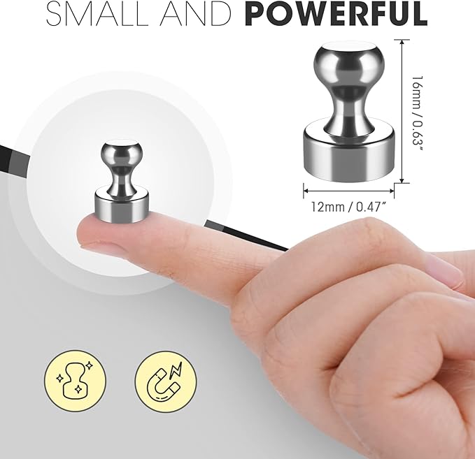 Grtard 48 Pack Magnetic Push Pins, Fridge Magnets for Whiteboard, Whiteboard Magnets Refrigerator Magnets, Small and Strong Push Pin Magnet for Office, School, Locker, and Map Magnet-DeskLoop Office