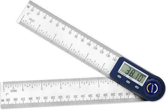 Digital Angle Finder,2 in 1 Digital Protractor, 7 inch / 200mm Stainless Steel Digital Angle Ruler with Zeroing and Locking Function-DeskLoop Office