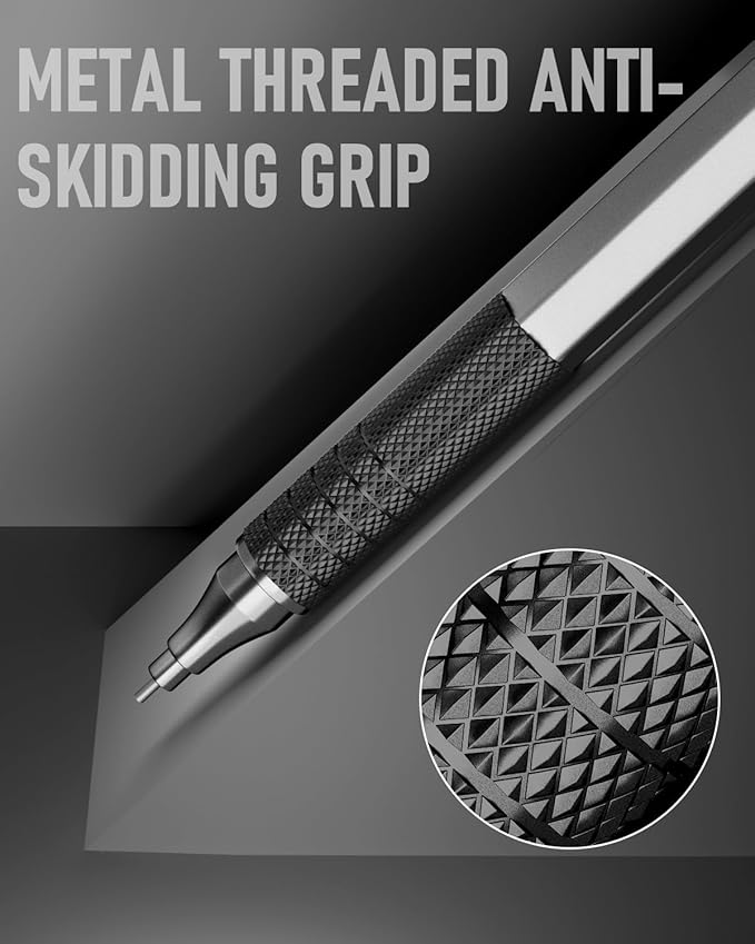 Four Candies Mechanical Graphite Pencil Set, 3pcs Black Metal Pencils with Anti-Skid Grip, Ideal for Artists, Professionals, Teachers and Students-DeskLoop Office