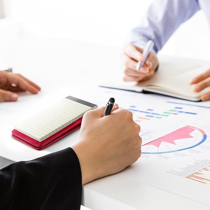 Outus 10 Pcs Pocket Notebook with Pen Set Included Mini Pocket Notepad Holder with 50 Lined Sheets, Metal Pen, 8 Pcs 3 x 5 Inch Memo Book Refills, 30 Lined Paper Per Note Pad (Rose Red)-DeskLoop Office