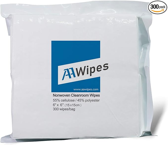 AAwipes Cleanroom Wipes 6" x 6" (Bag of 300 Pcs, Grade A, 68 GSM) Lint Free Wipes Cellulose/Polyester Wipers for Lab, Electronics, Pharmaceutics, Electronics, Printing, Semiconductor etc. (NW06806)-DeskLoop Office